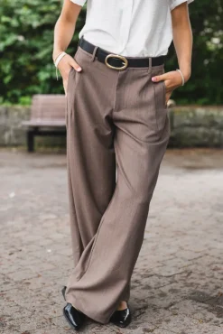 Essiall Pinstripe Pants Taupe