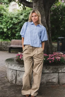 Etta Flower Stripe Shirt Light Blue