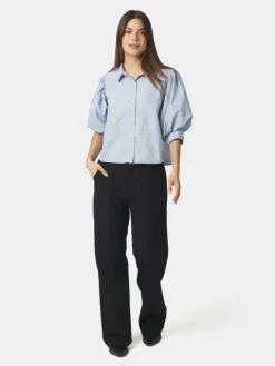 Etta Flower Stripe Shirt Light Blue