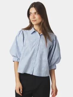 Etta Flower Stripe Shirt Light Blue