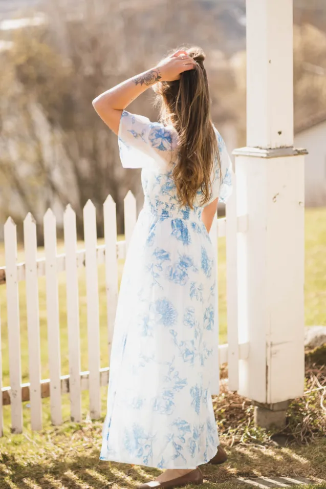 Evangelia 2/4 Dress M Blue Flower