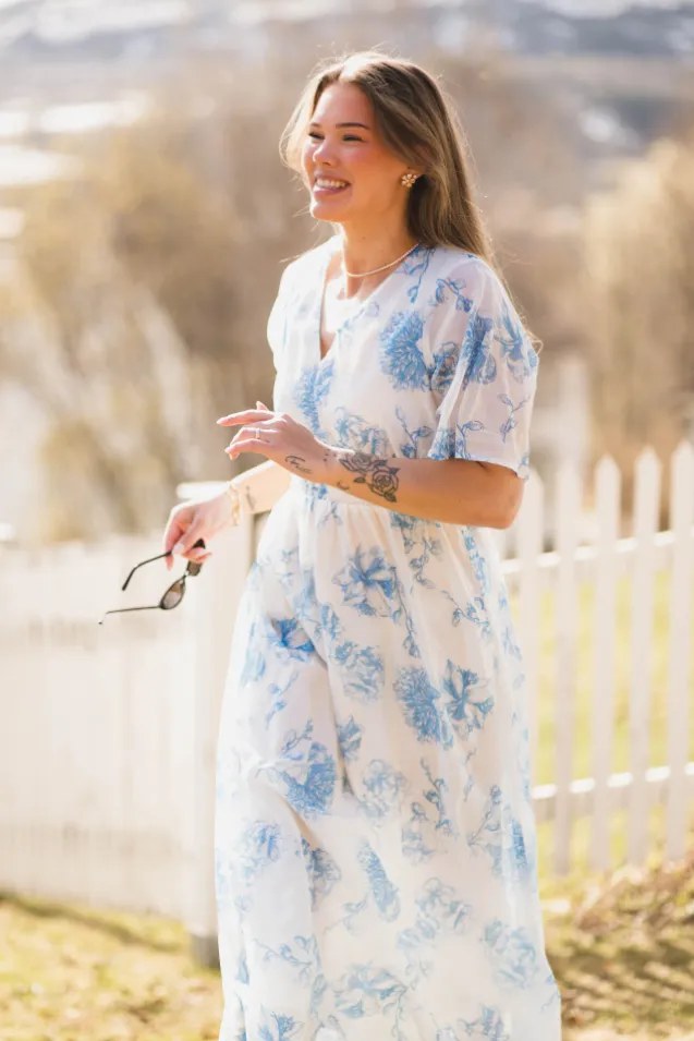 Evangelia 2/4 Dress M Blue Flower