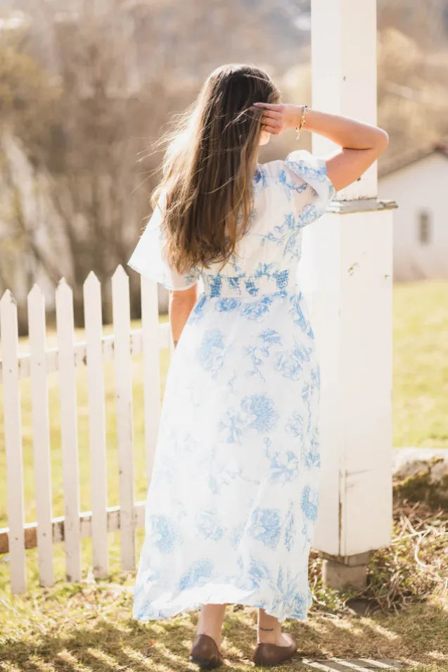 Evangelia 2/4 Dress M Blue Flower