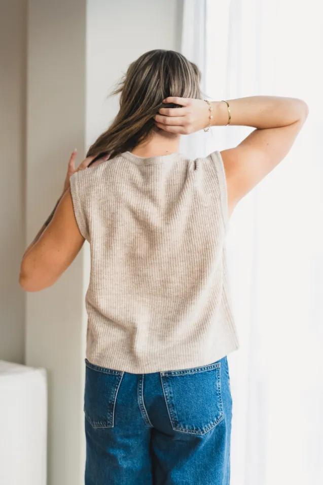 Everest Knit Vest Sand Melange