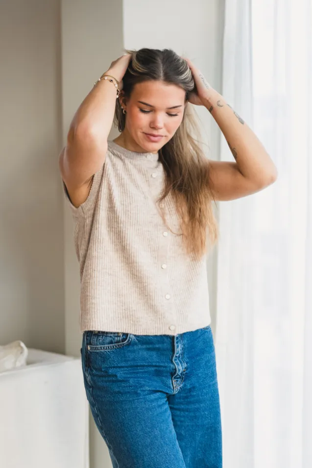 Everest Knit Vest Sand Melange