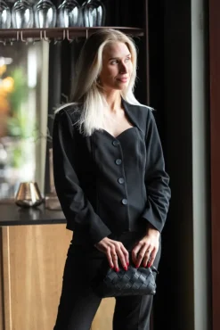 Favo LS Blazer Top Black