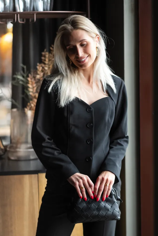 Favo LS Blazer Top Black
