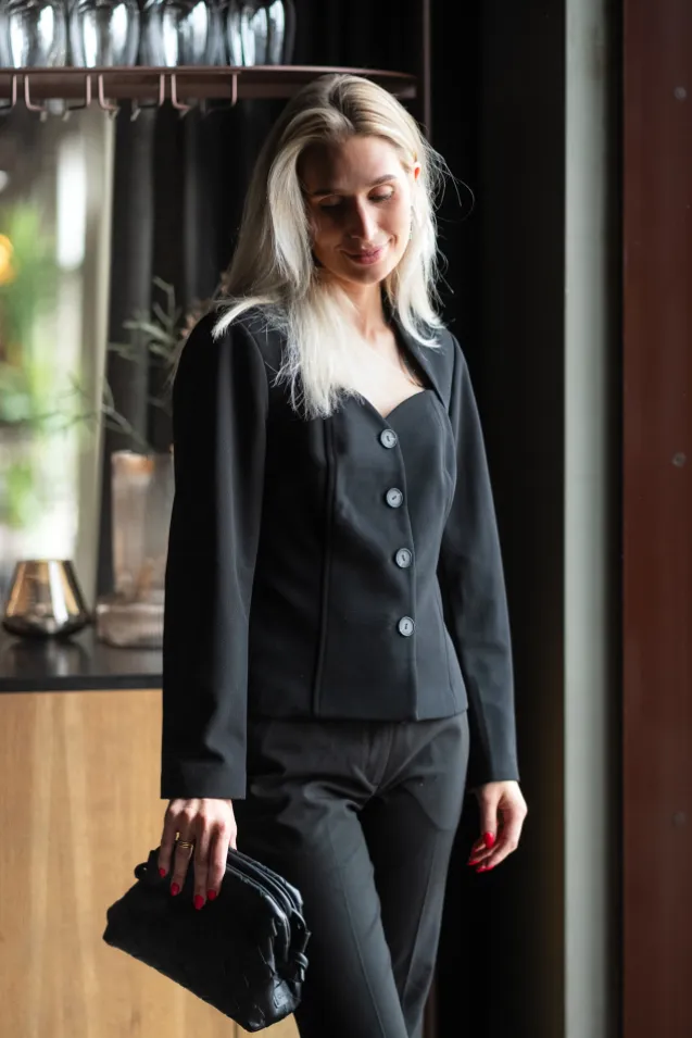 Favo LS Blazer Top Black