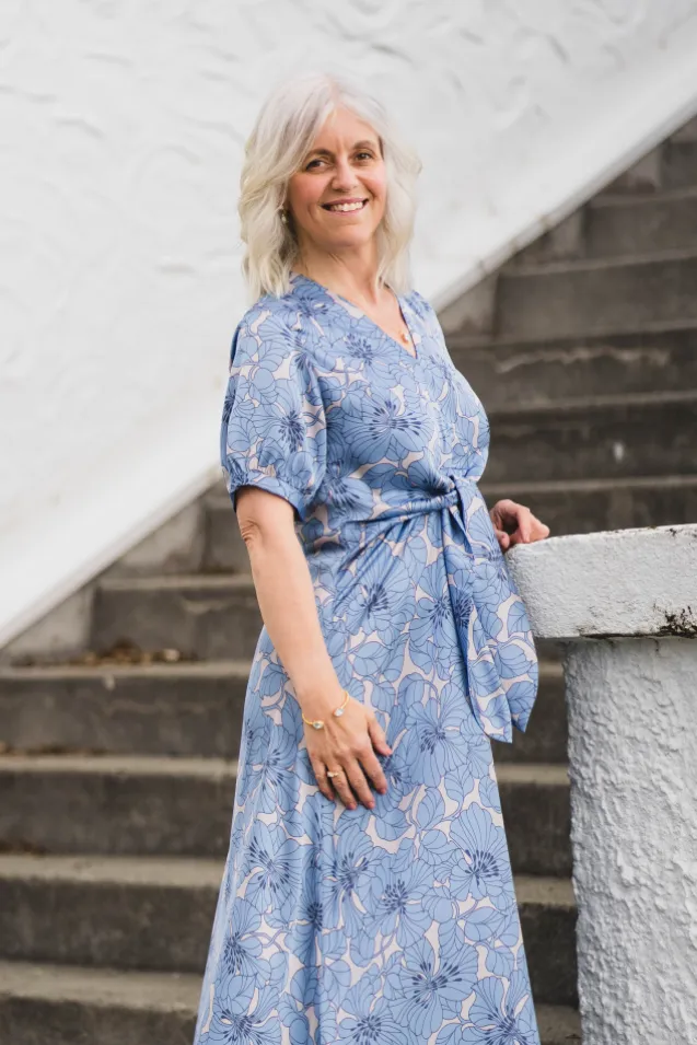 Faye Dress Gardenia Sky