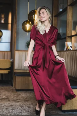 Faye Dress Semi Rich Merlot