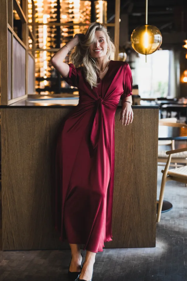 Faye Dress Semi Rich Merlot