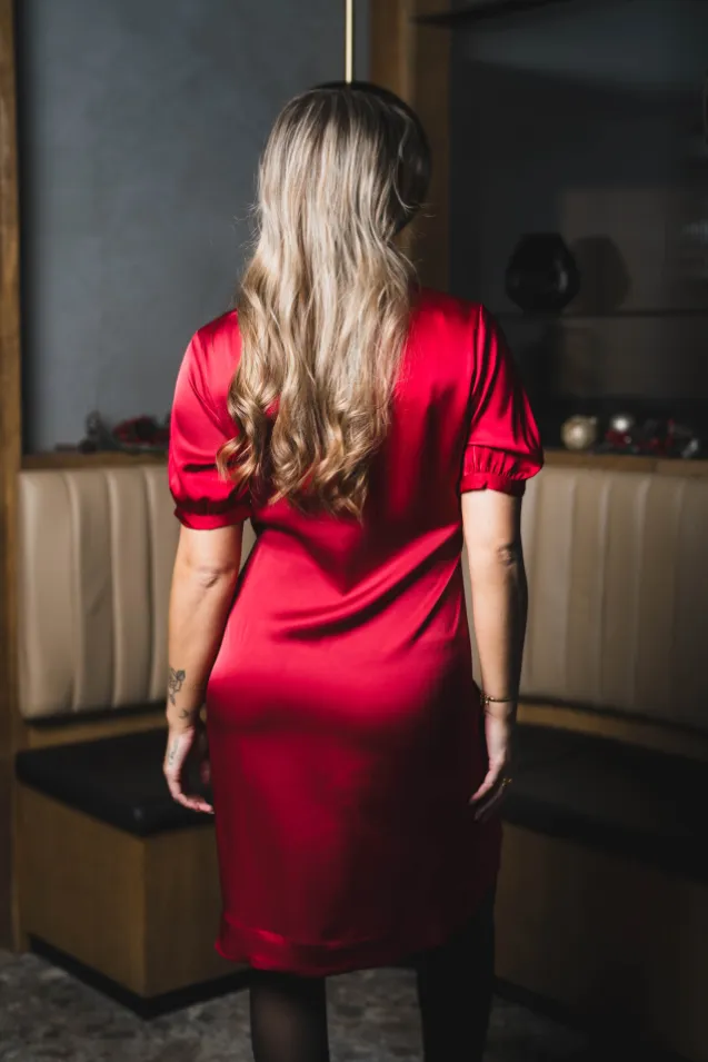 Faye Dress Short Semi Rich Deep Red