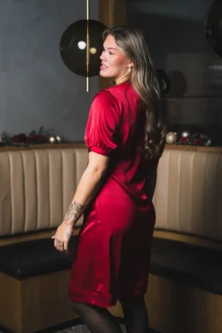 Faye Dress Short Semi Rich Deep Red
