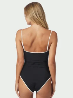 Felice Solid Contrast Swimsuit Black/White