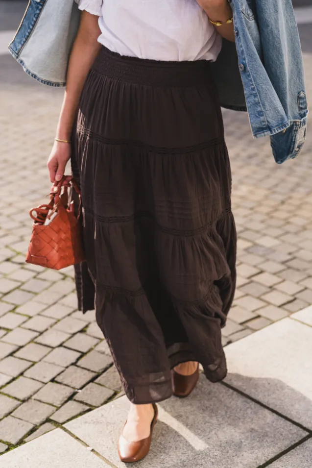 Felicia S Voile Skirt Dark Brown