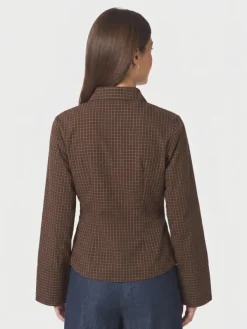 Fenli Small Check Shirt Aubergine