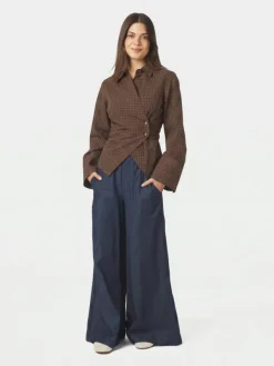 Fenli Small Check Shirt Aubergine