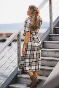 Fern Dress Navy Tartan