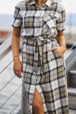 Fern Dress Navy Tartan