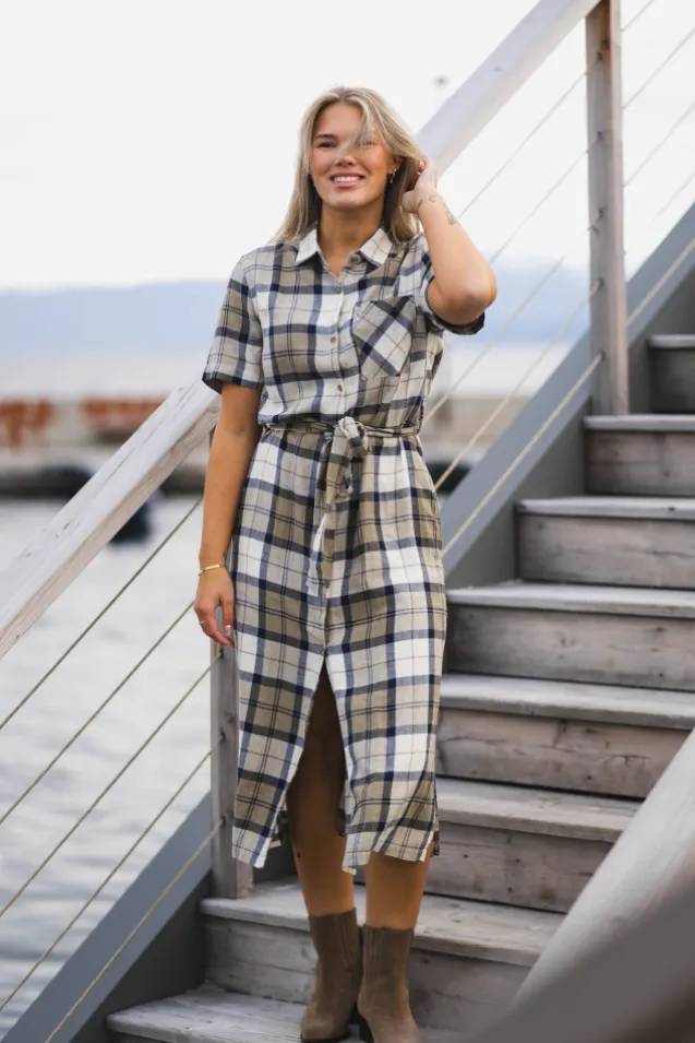 Fern Dress Navy Tartan