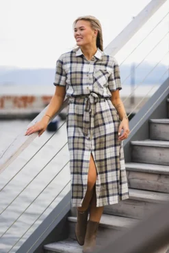 Fern Dress Navy Tartan