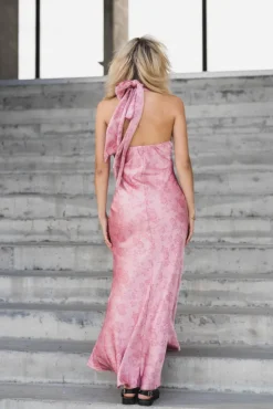 Fiona Pattern Satin Dress Light Pink