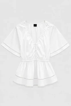 Fiora Poplin Top White