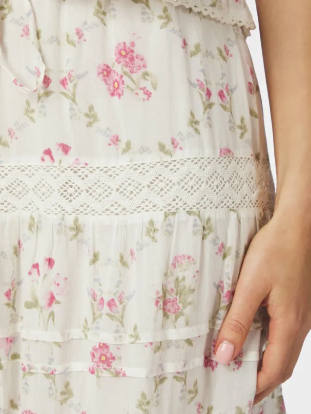 Fippo Spring Flower Skirt Offwhite