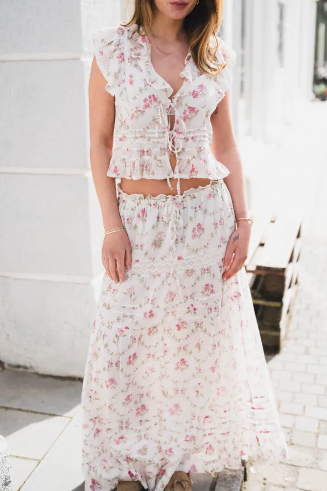 Fippo Spring Flower Skirt Offwhite
