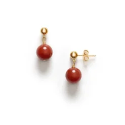 Float Earrings Red Jade