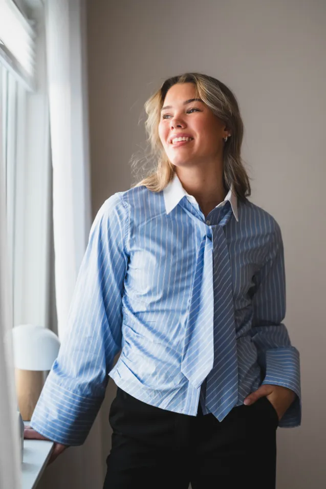 Francesca Stripe Shirt Light Blue