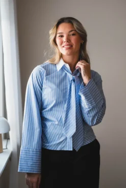 Francesca Stripe Shirt Light Blue
