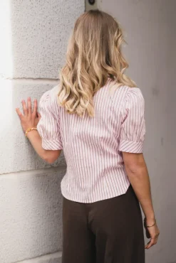 Frannie Structure Stripe Shirt Light Pink