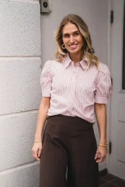Frannie Structure Stripe Shirt Light Pink