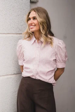 Frannie Structure Stripe Shirt Light Pink