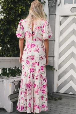 Freja Pouf Sleeve Maxi Dress Tulip Pink