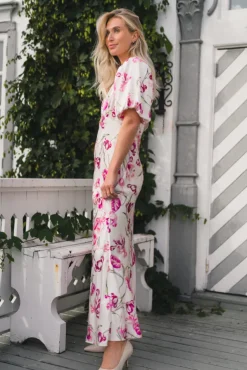 Freja Pouf Sleeve Maxi Dress Tulip Pink
