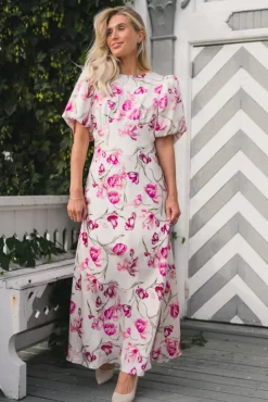 Freja Pouf Sleeve Maxi Dress Tulip Pink