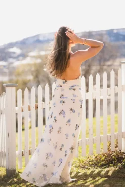 Gabina Faded Flower Dress Light Blue Floral