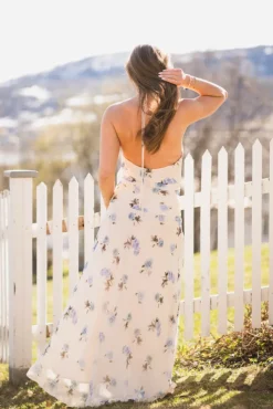 Gabina Faded Flower Dress Light Blue Floral