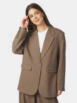 Gaby Pinstripe Blazer Taupe