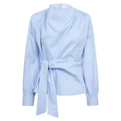 Gaian LS Tie Blouse Pale Blue