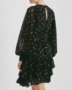 Georgette Shift Dress Flower Buds
