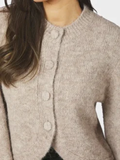 Gio Fluffy Knit Cardigan Beige Melange