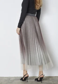Glitter Plisse Skirt Dark Brown