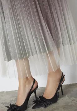 Glitter Plisse Skirt Dark Brown