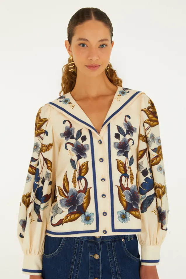 Golden Nature Cream Multicolor Long Sleeve Shirt
