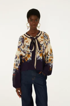 Golden Nature Navy Blue Blouse