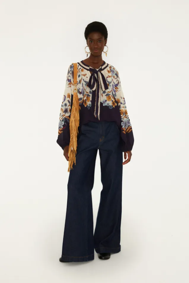 Golden Nature Navy Blue Blouse
