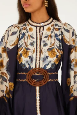 Golden Nature Navy Blue Mini Dress